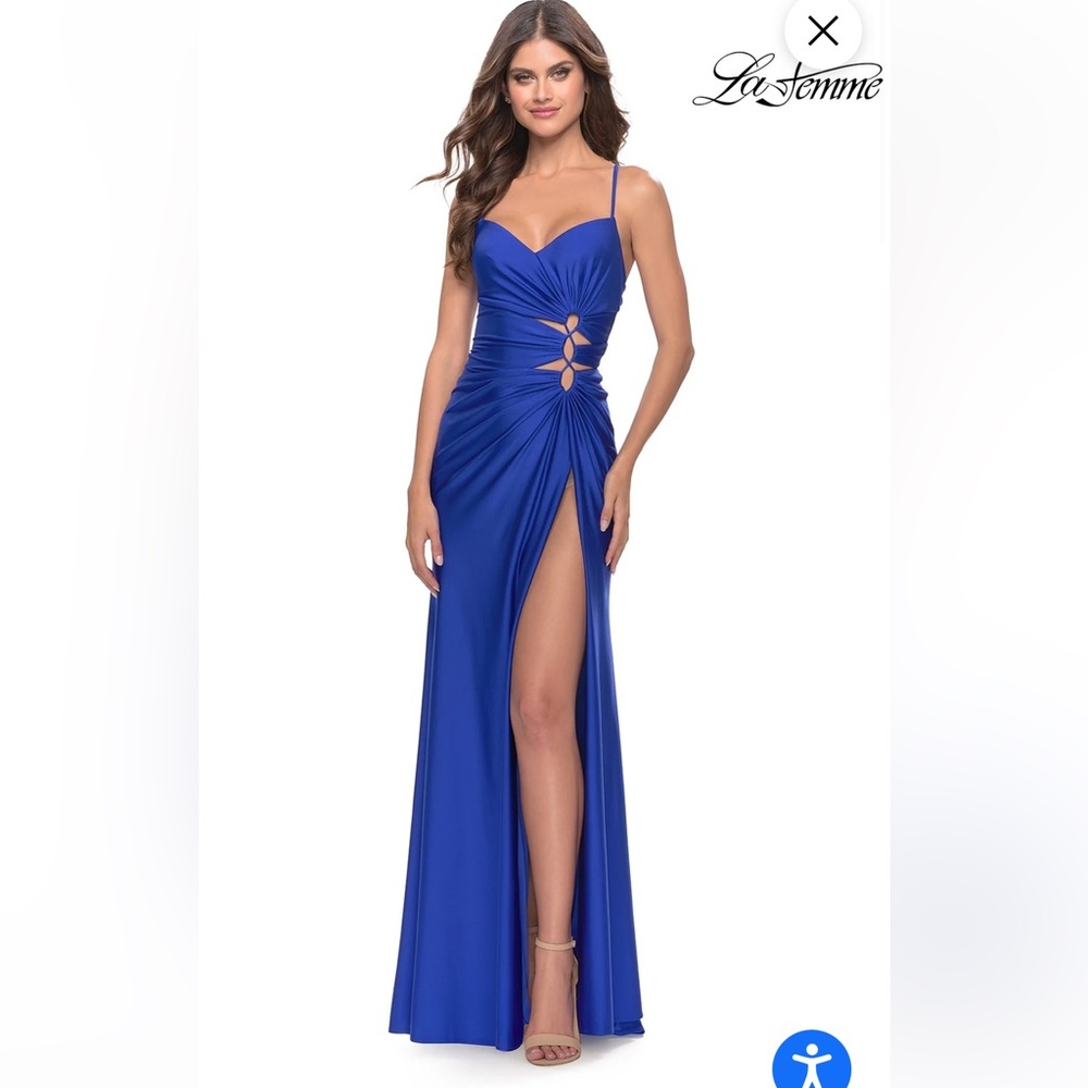 La Femme 31174 Cut Out Long Prom Dress Gown Blue 6